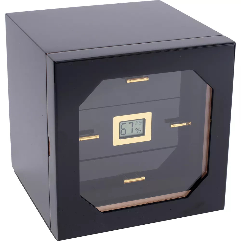 3 Drawer Cedar Black Humidor