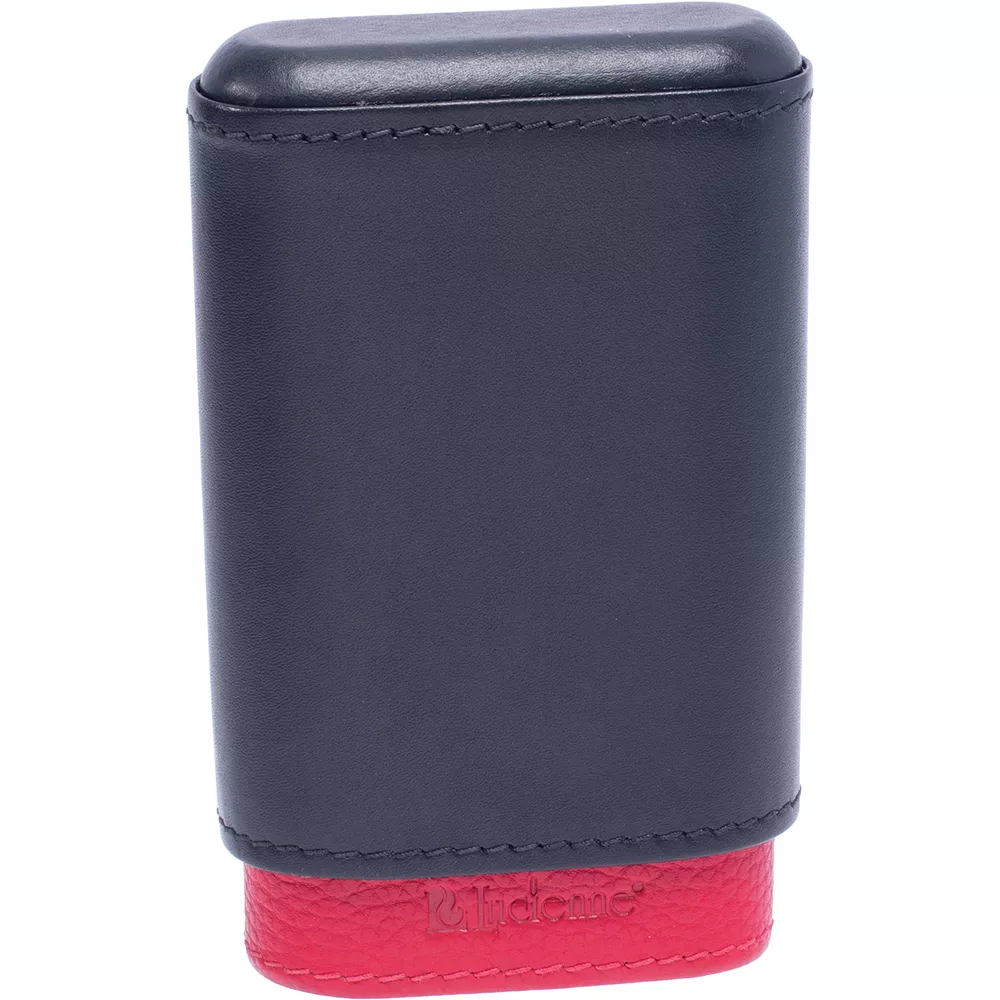 Lucienne 3 Cigar Black and Red Cedar Lined Cigar Case