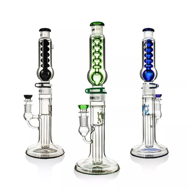 Phoenix Star Freezable Glycerin Glass Straight Tube Bong with Recycler and Showerhead Perc 16" 14mm