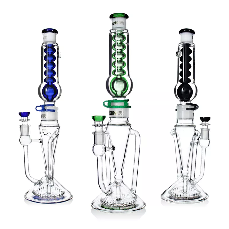 Phoenix Star Freezable Glycerin Straight Bong with Showerhead Perc and Recycler Bottom 16" 14mm