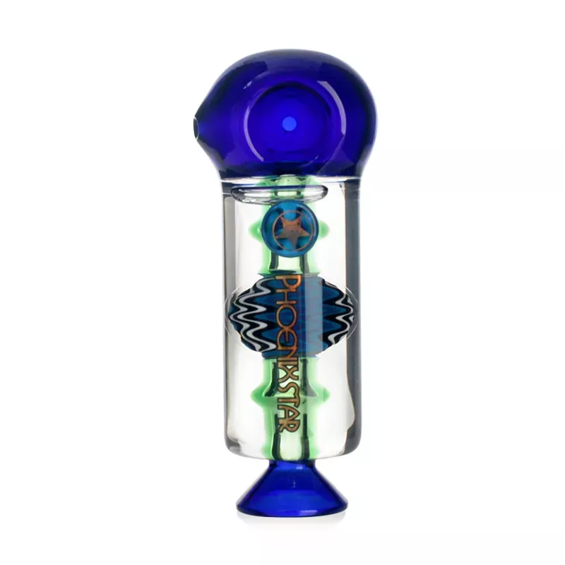 Phoenix Star Glass Glycerin Freezable Coil Hand Pipe Blue 5"