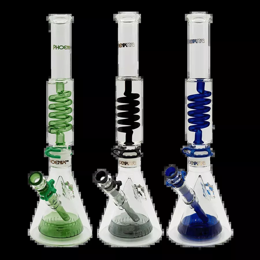 Phoenix Star Glycerin Coil Beaker Bong with Pyramid Perc 17.5" 14mm