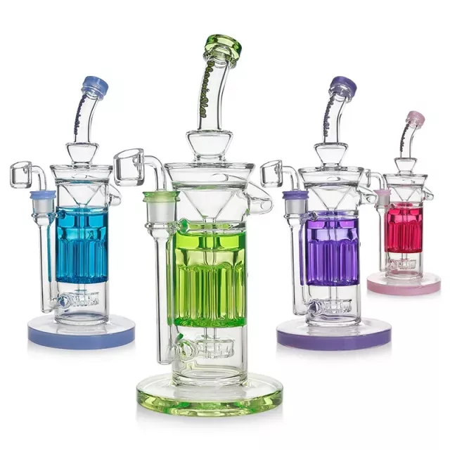 Phoenix Star Glycerin Recycler Bong with 8 Arm Pillar Perc and Showerhead Perc 12" 14mm