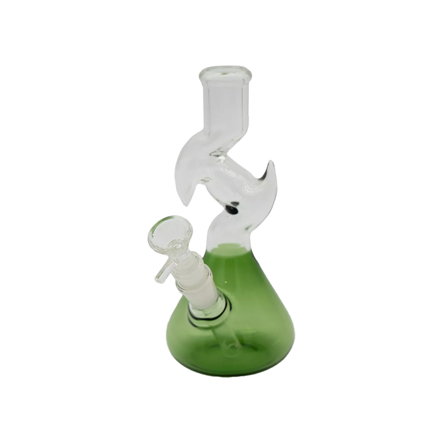 Zig Zag Minimalist Glass Water Pipe - Green